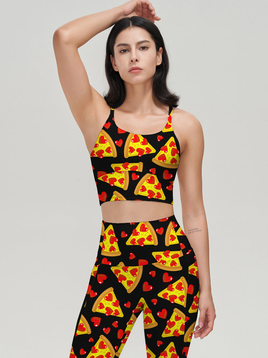 Cartoon pizza heart leggings