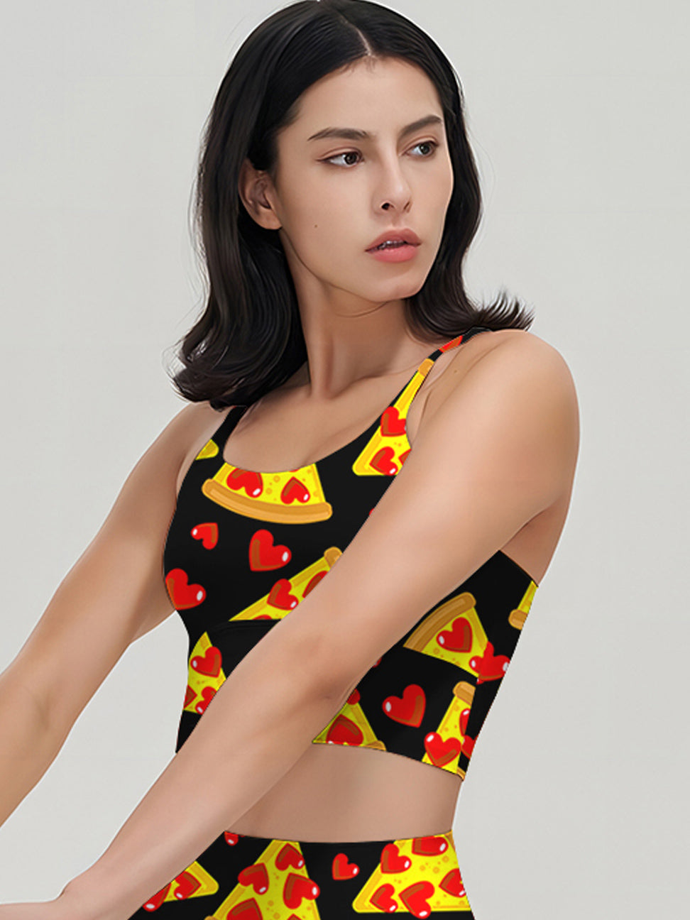 Cartoon pizza heart tank tops
