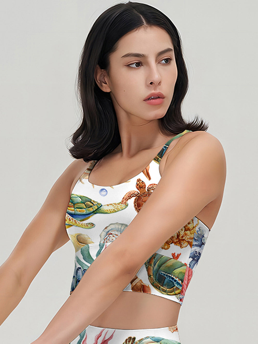 Ocean colorful tropical turtles starfish tank tops