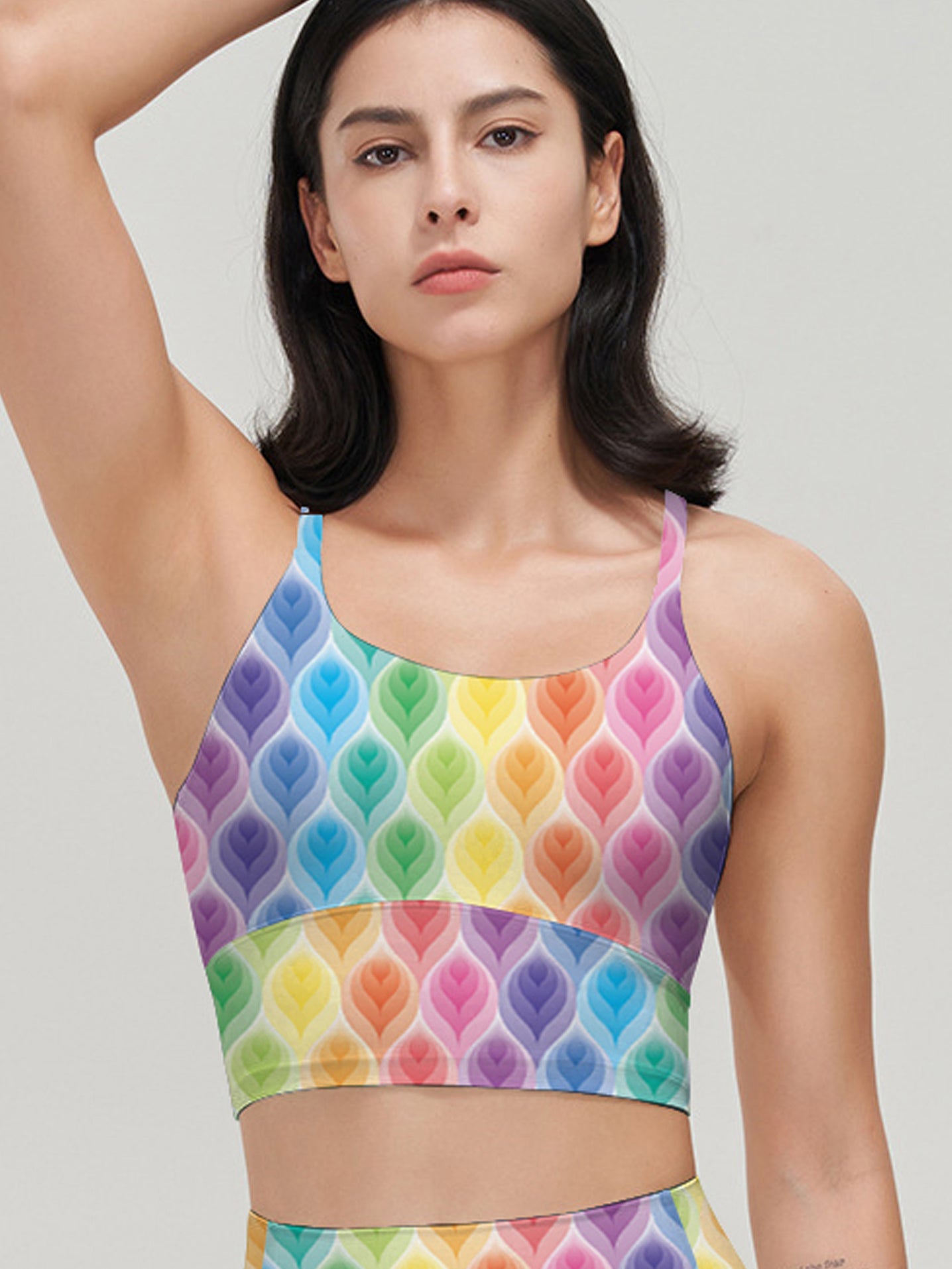 Colorful feather print tank tops