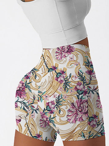 Flower peony metal ornament shorts