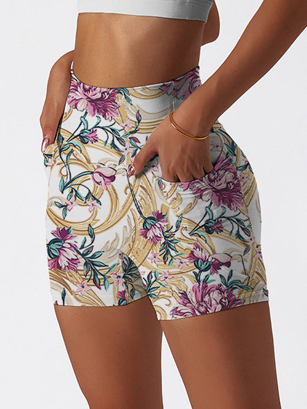 Flower peony metal ornament shorts