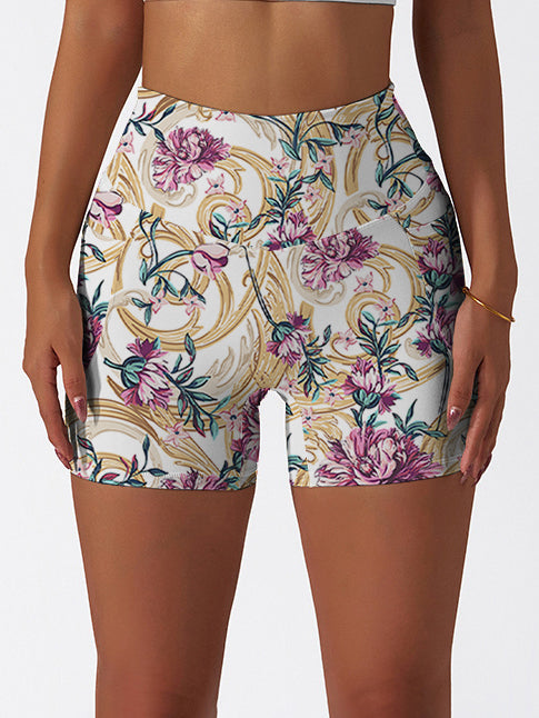 Flower peony metal ornament shorts
