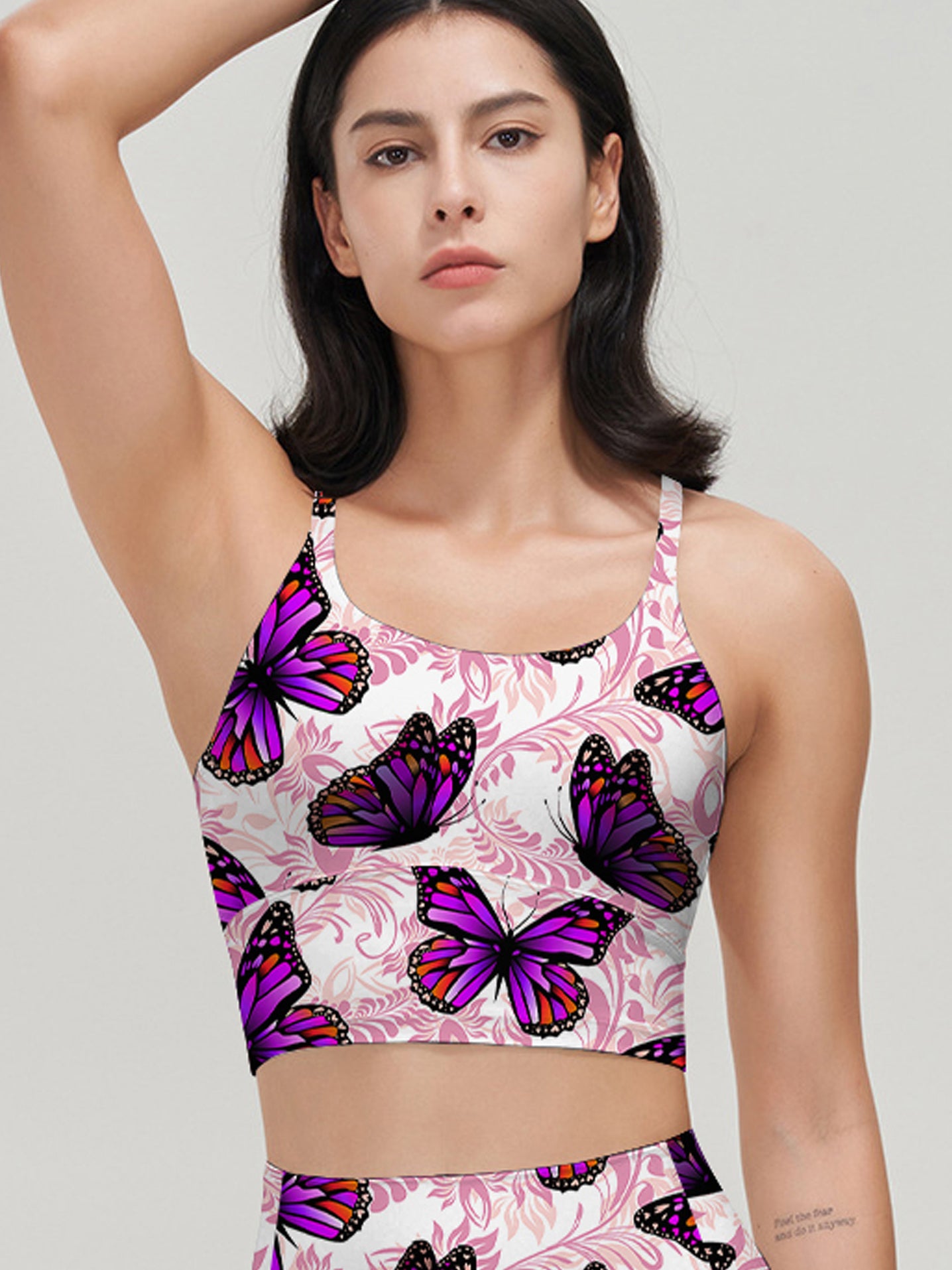 Animal purple flying butterfly tank tops