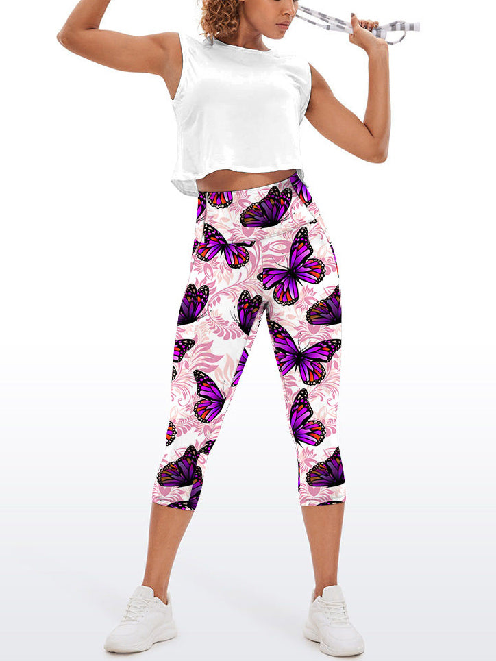 Animal purple flying butterfly capris