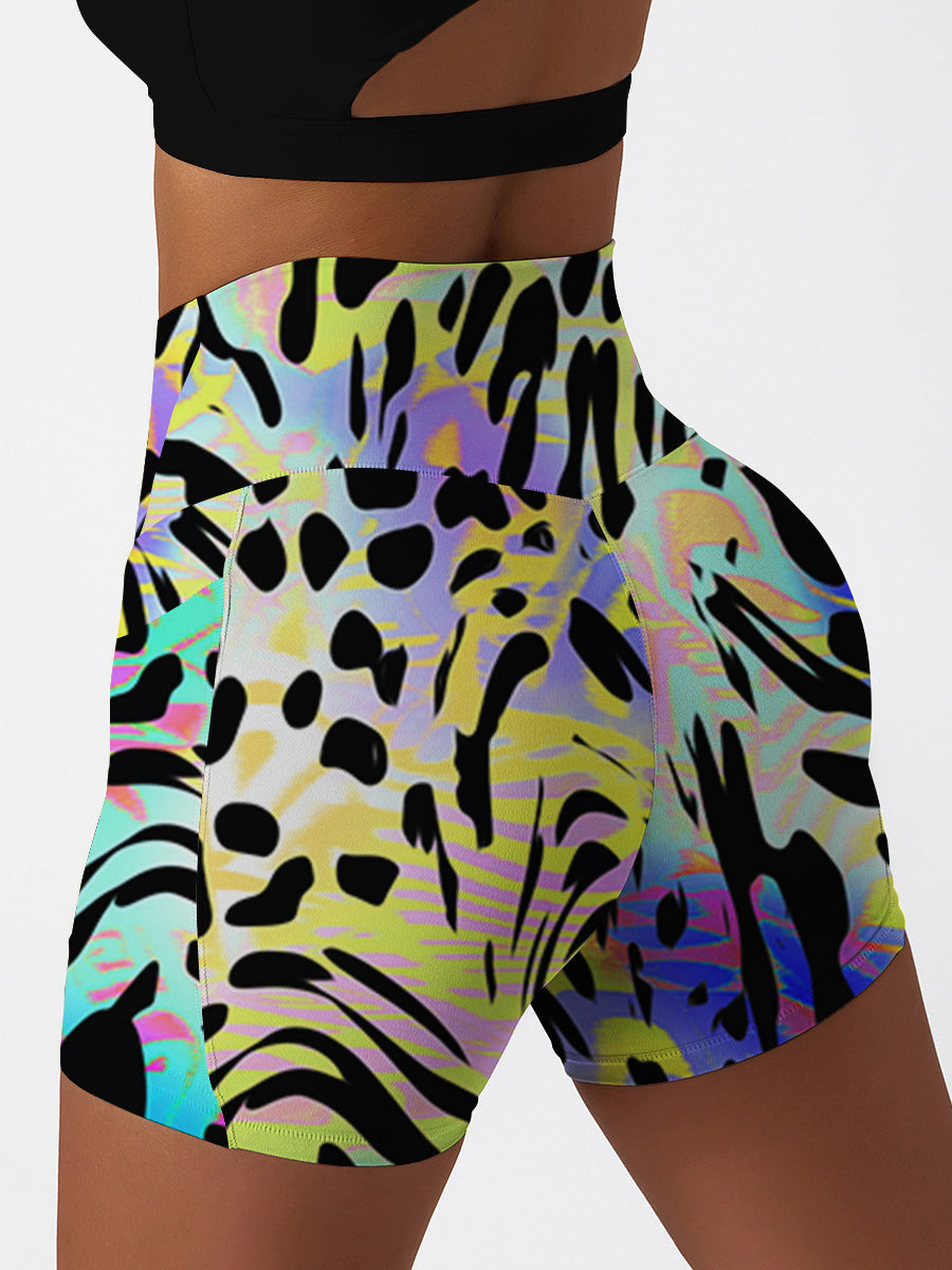 Animal leopard print colorful psychedelic shorts