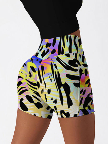 Animal leopard print colorful psychedelic shorts