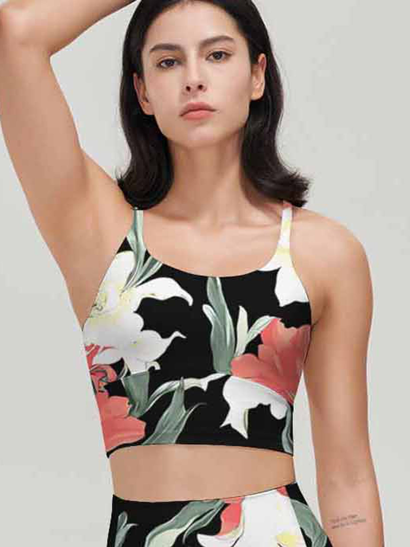 Flower white and red floral dark tank tops