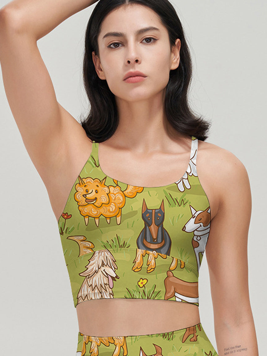 Animal cute stuffed dog green tank tops