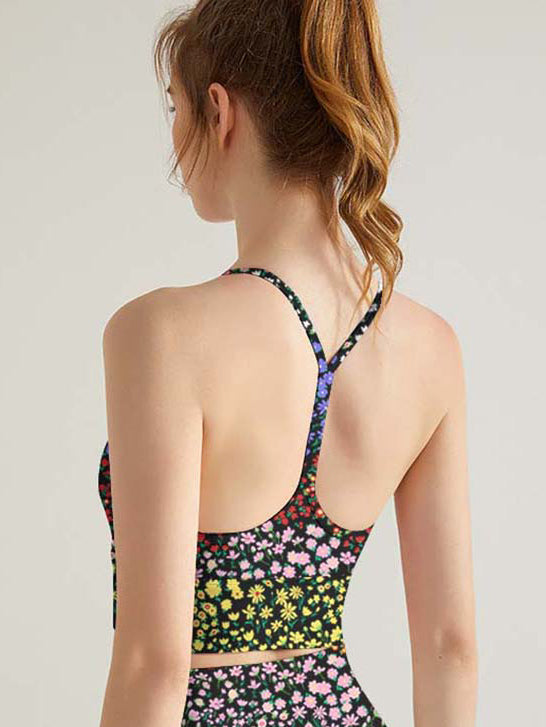 Flower colorful ditsy floral patchwork tank tops