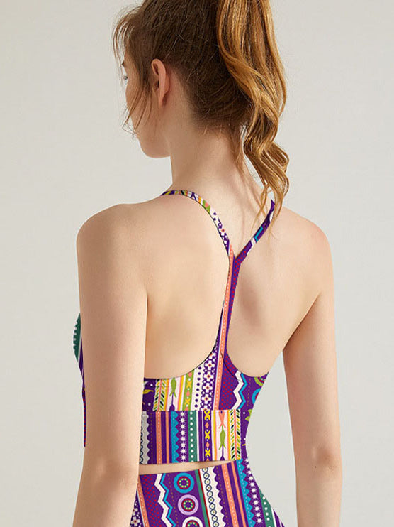 Ethnic seamless borders flower tank tops
