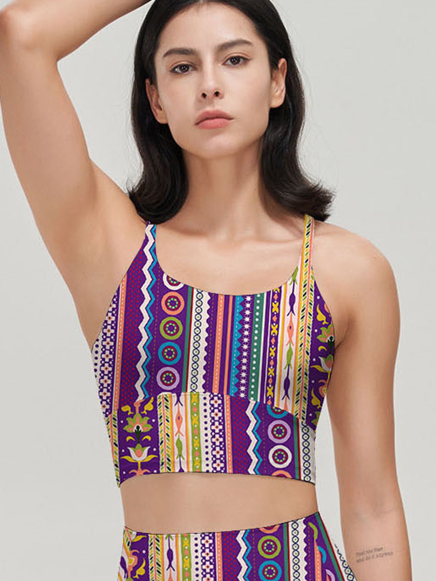 Ethnic seamless borders flower tank tops