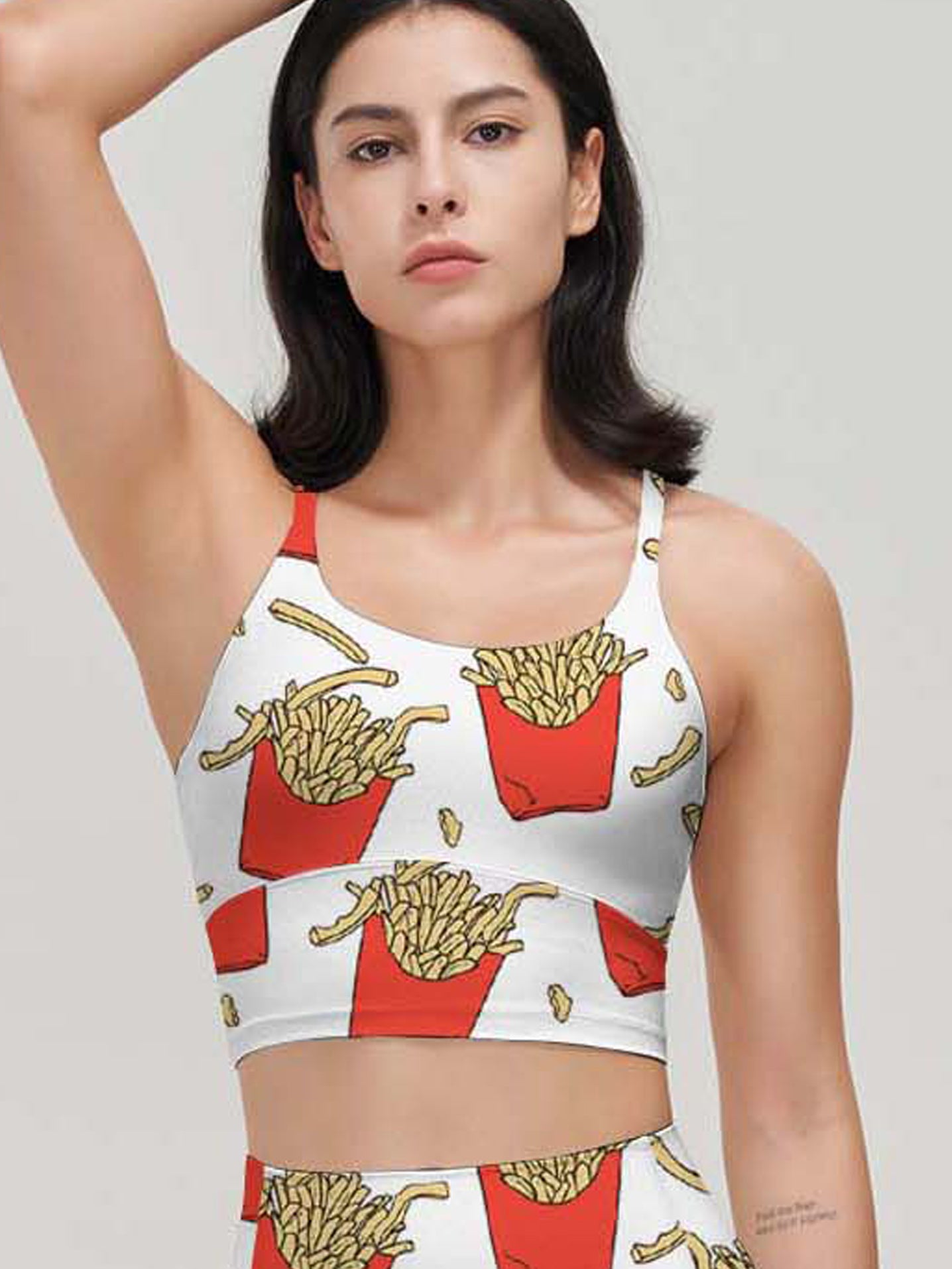 Cartoon french fries pattern print tank tops