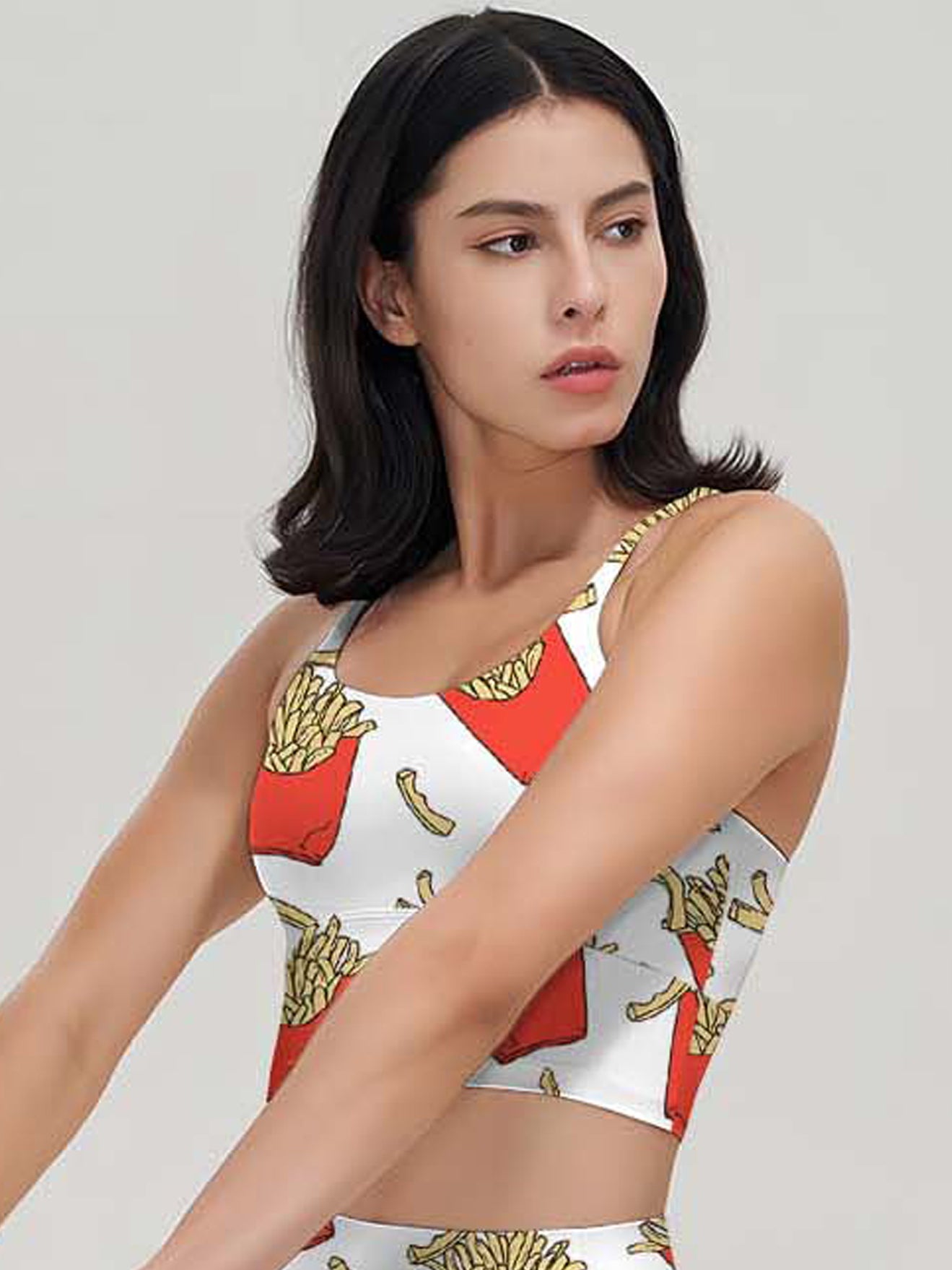 Cartoon french fries pattern print tank tops