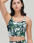 Botanical watercolor bamboo leaves tank tops