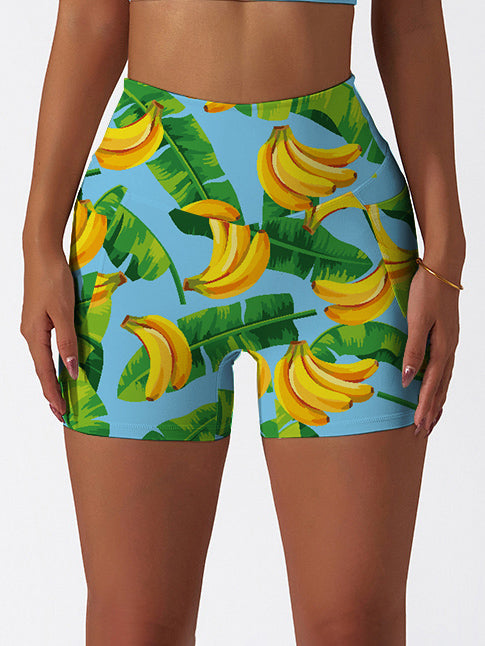 Fruits exotic palm leaves sweet yellow banana shorts