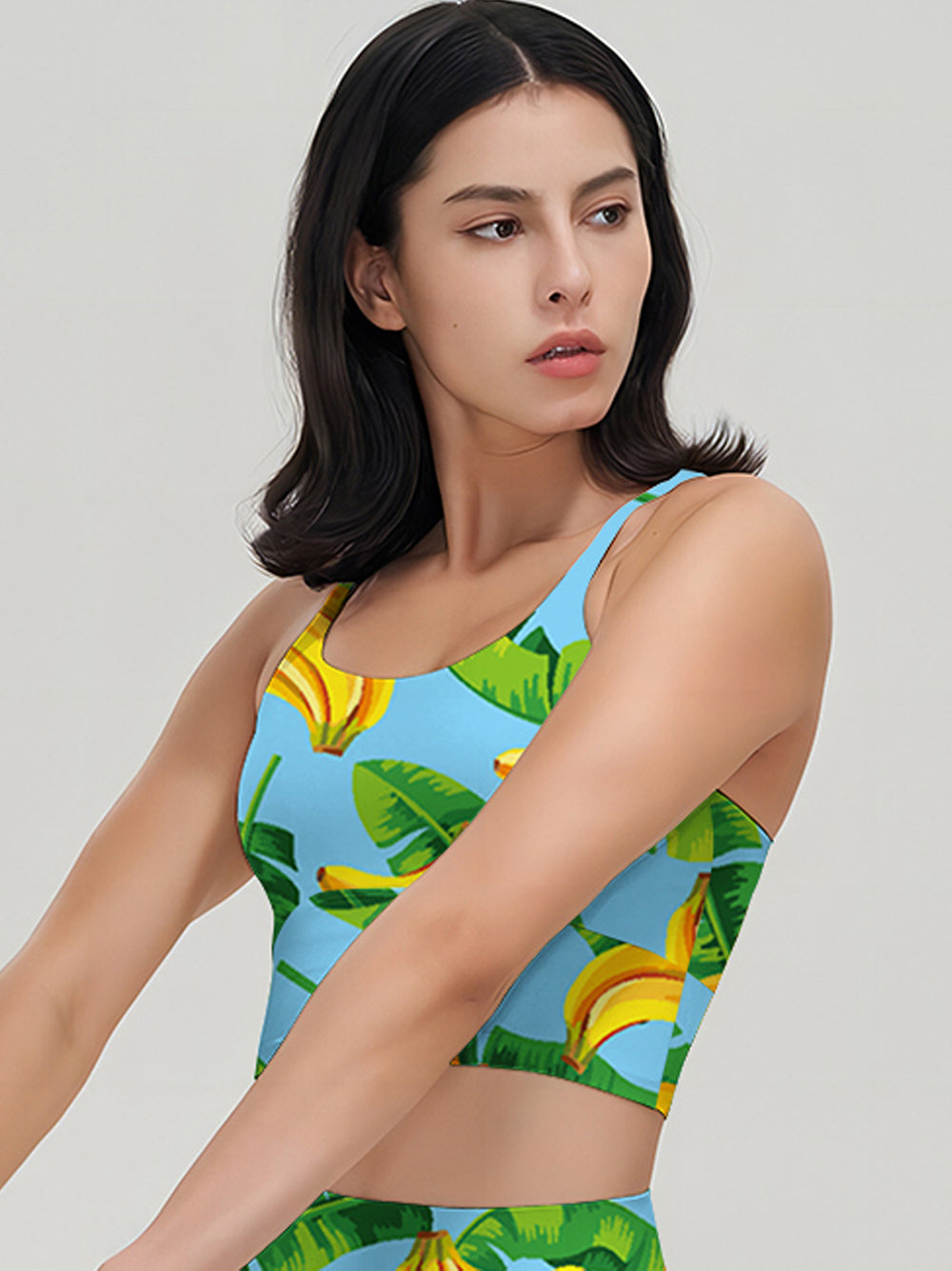 Fruits exotic palm leaves sweet yellow banana tank tops