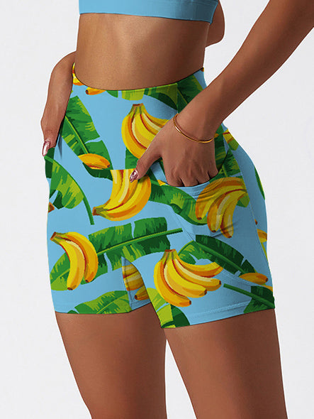 Fruits exotic palm leaves sweet yellow banana shorts