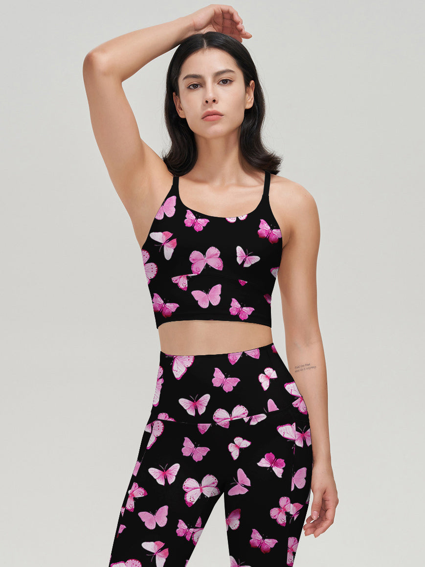 Animal pink paint butterfly dark leggings