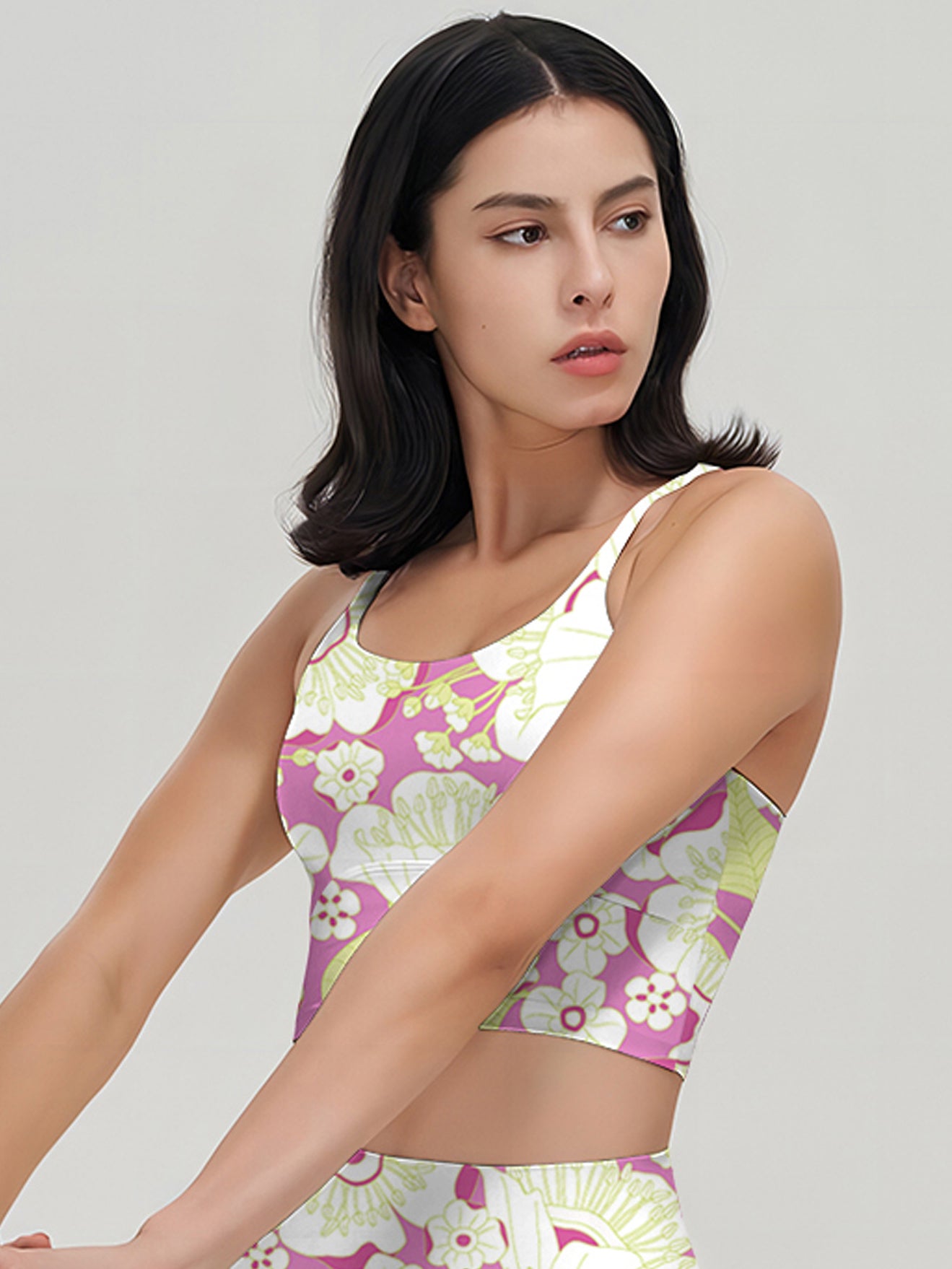 Flower light blomming floral pink tank tops