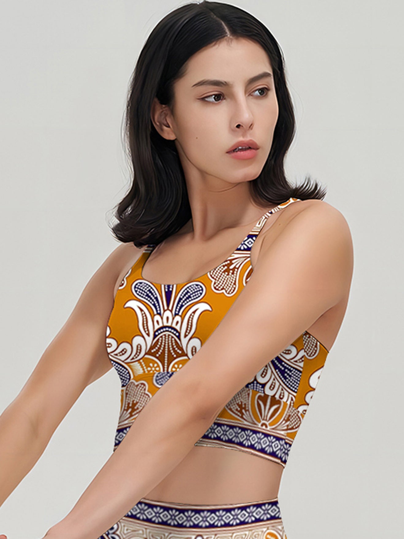 Abstract unique style geometrical border tank tops