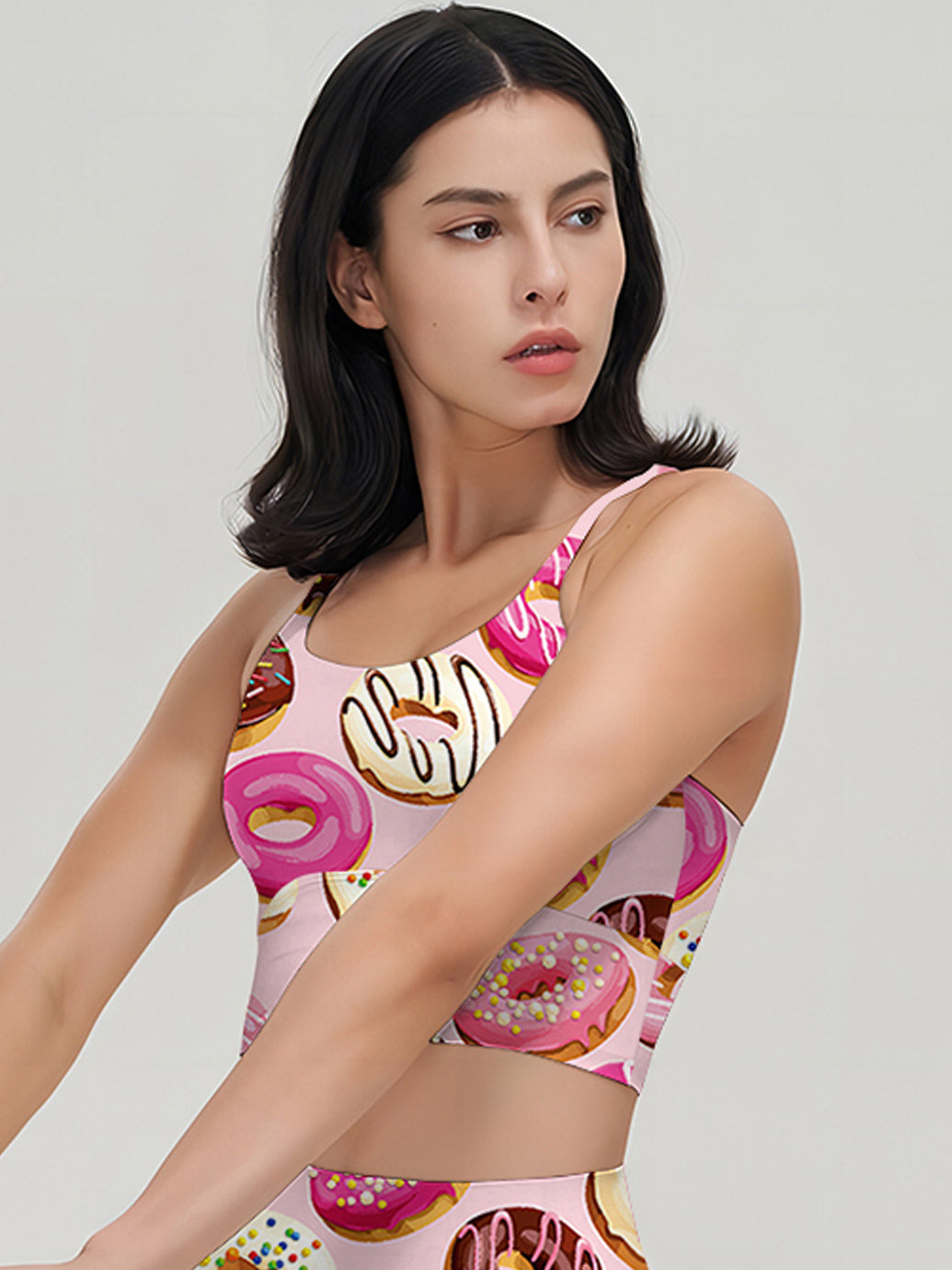 Colorful cartoon hand drawn donuts tank tops