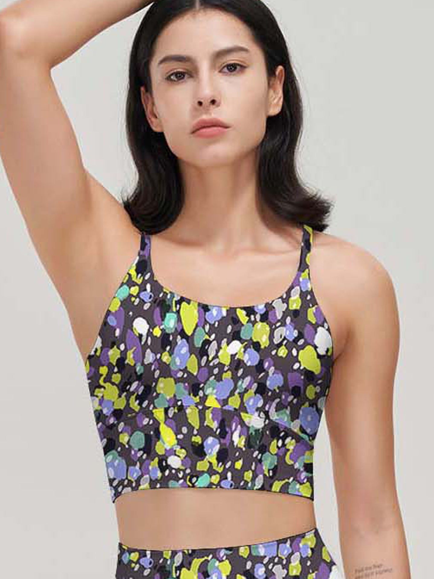 Abstract multicolored ditsy floral dots tank tops