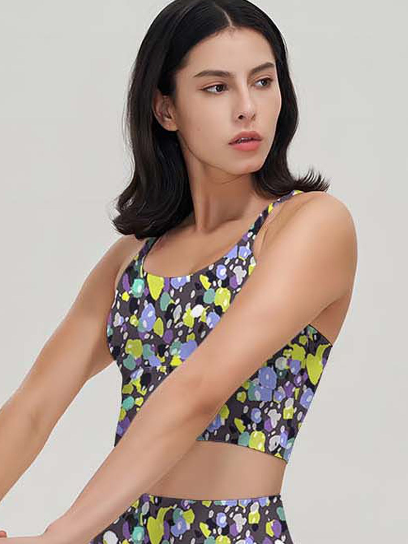 Abstract multicolored ditsy floral dots tank tops