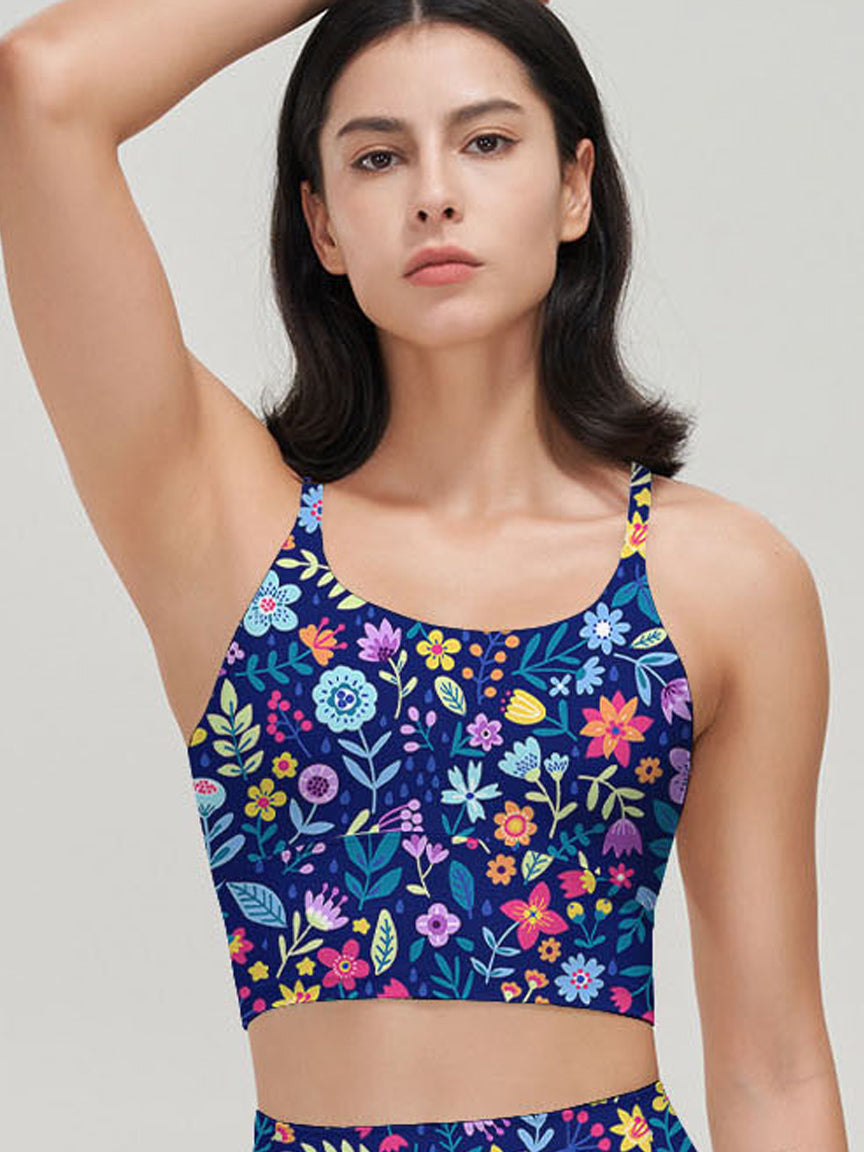 Flower ditsy wildflower dark tank tops