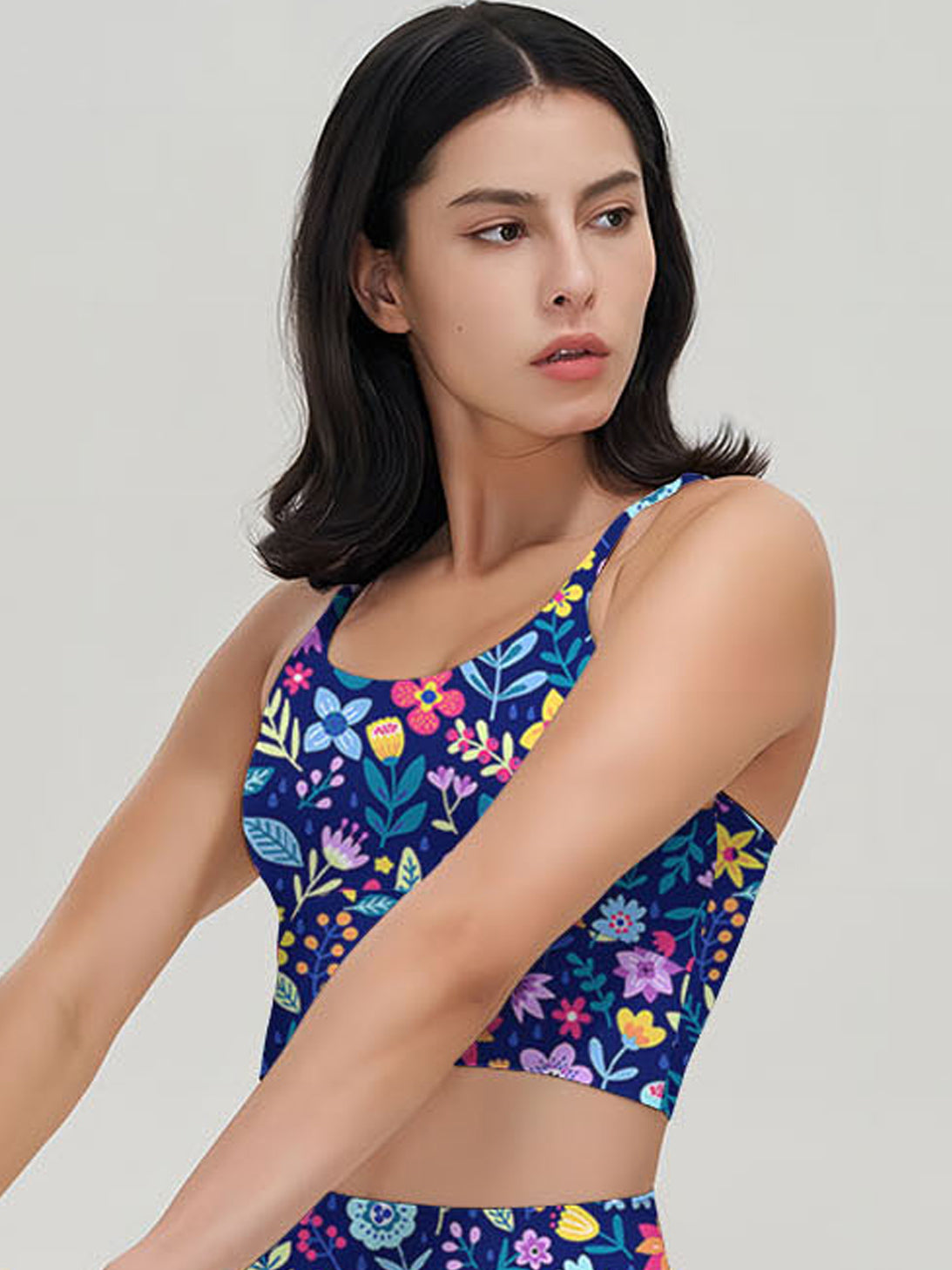 Flower ditsy wildflower dark tank tops