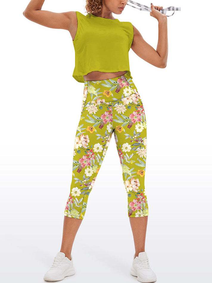 Flower white nude pastel colors watercolor floral capris