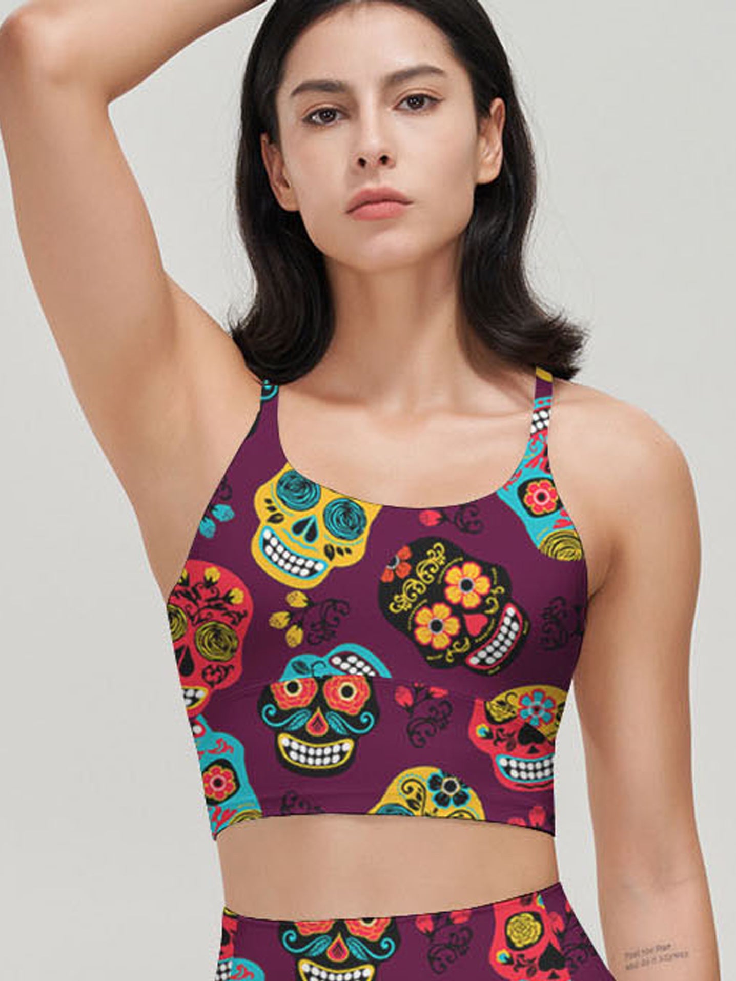 Colorful mexican sugar skulls tank tops