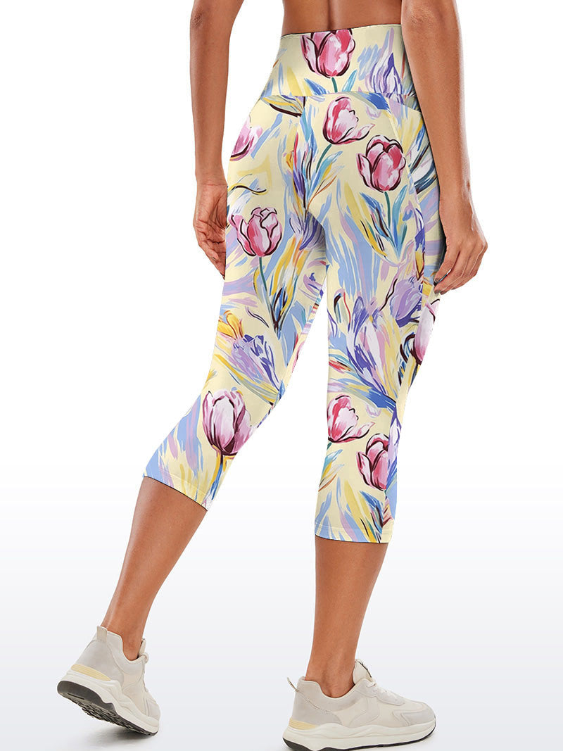 Flower watercolor hand painted tulips capris