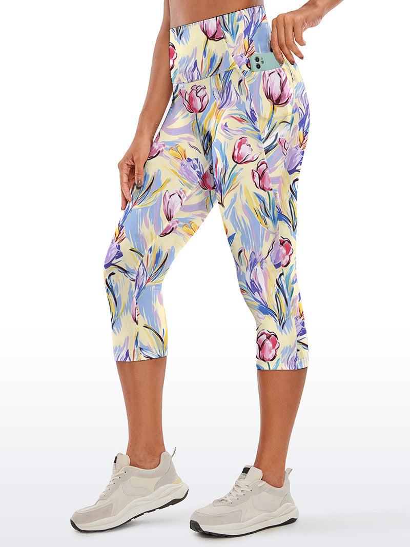 Flower watercolor hand painted tulips capris