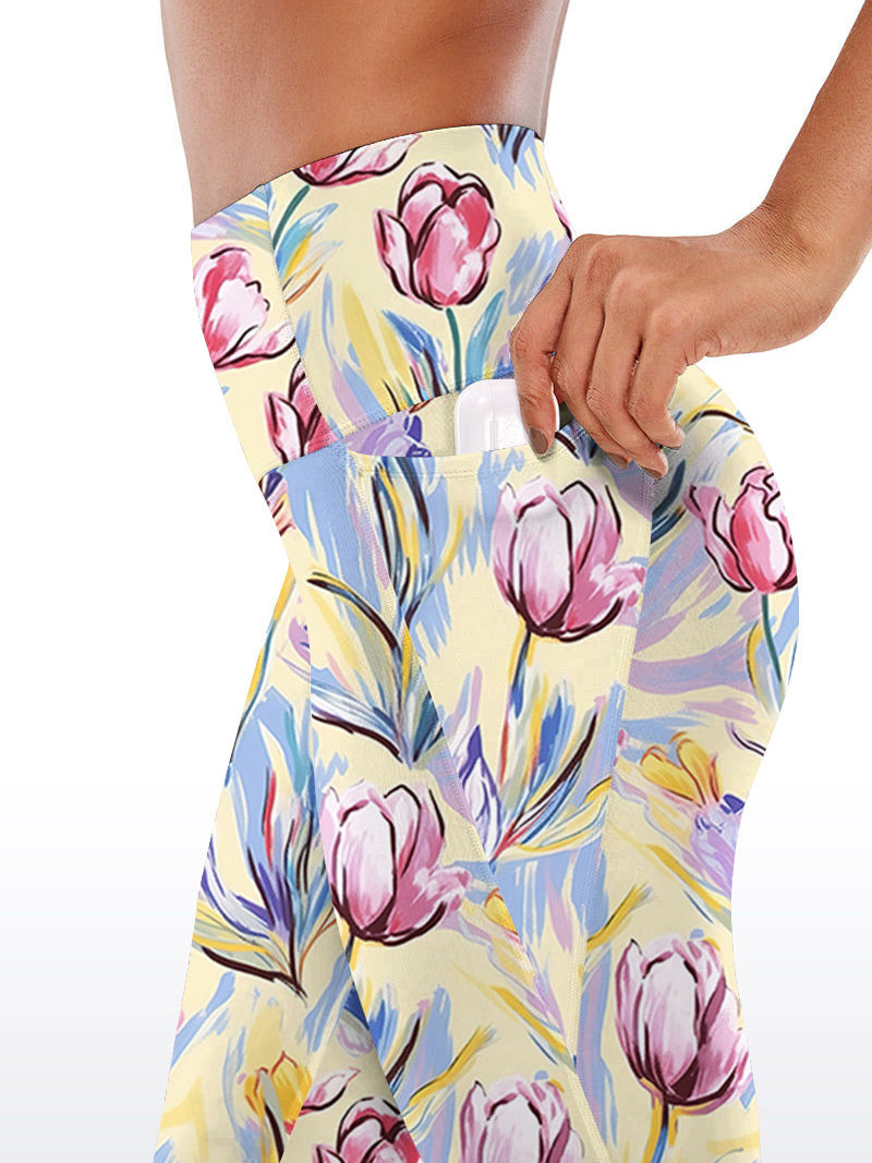 Flower watercolor hand painted tulips capris