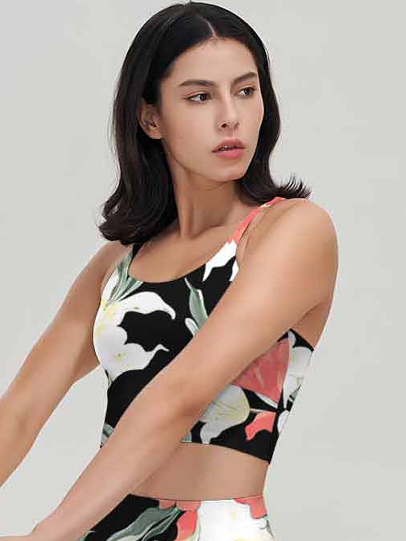Flower white and red floral dark tank tops