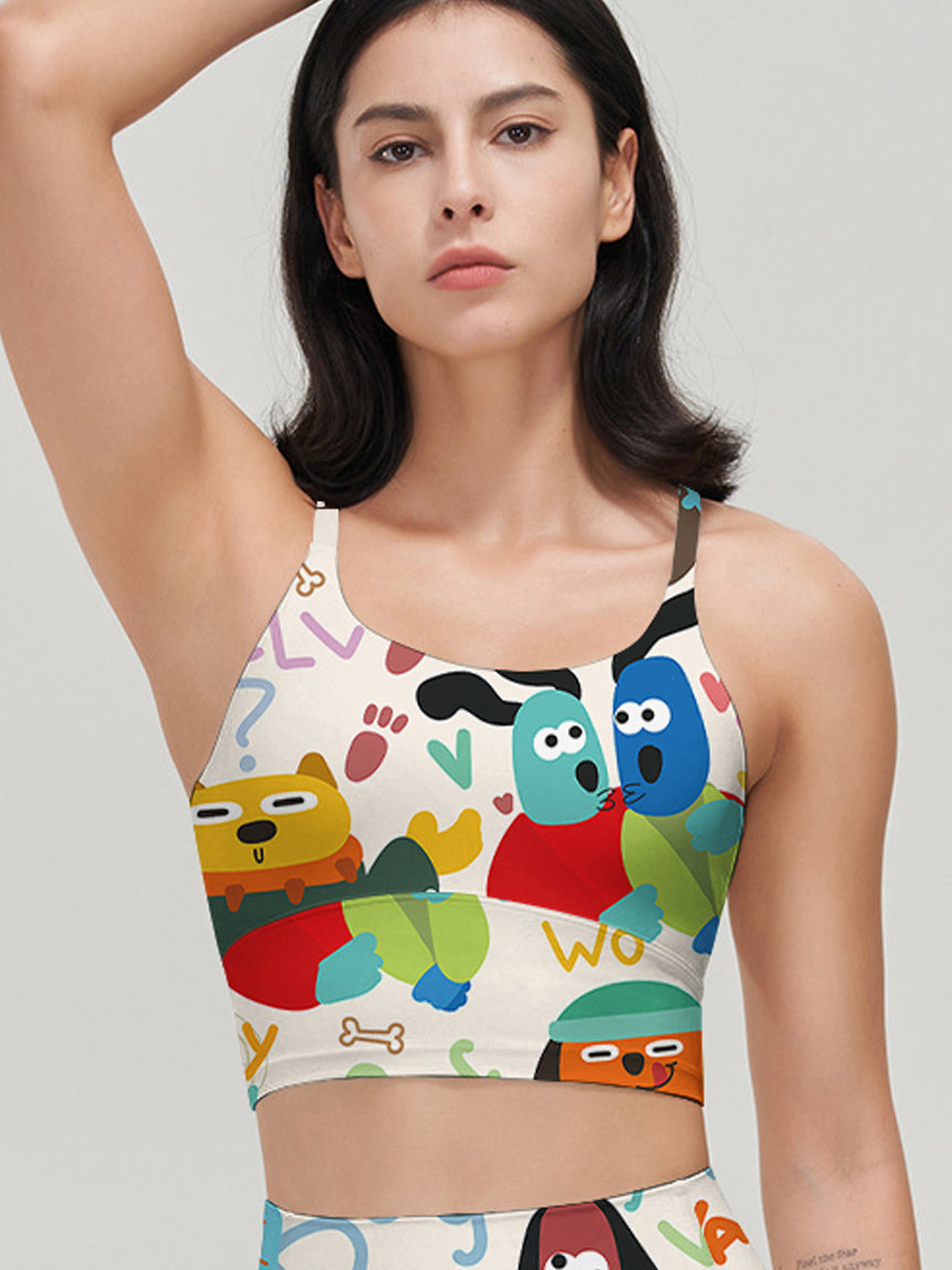 Animal cartoon crazy dog letters tank tops
