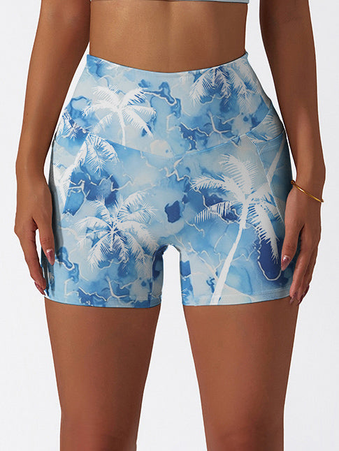 Botanical elegant white palm tree white shorts