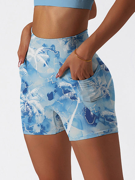 Botanical elegant white palm tree white shorts