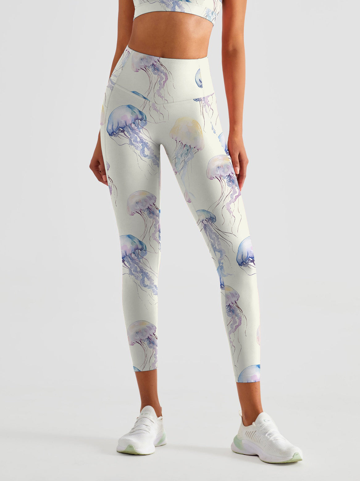 Ocean fantasy watercolor jellyfish leggings