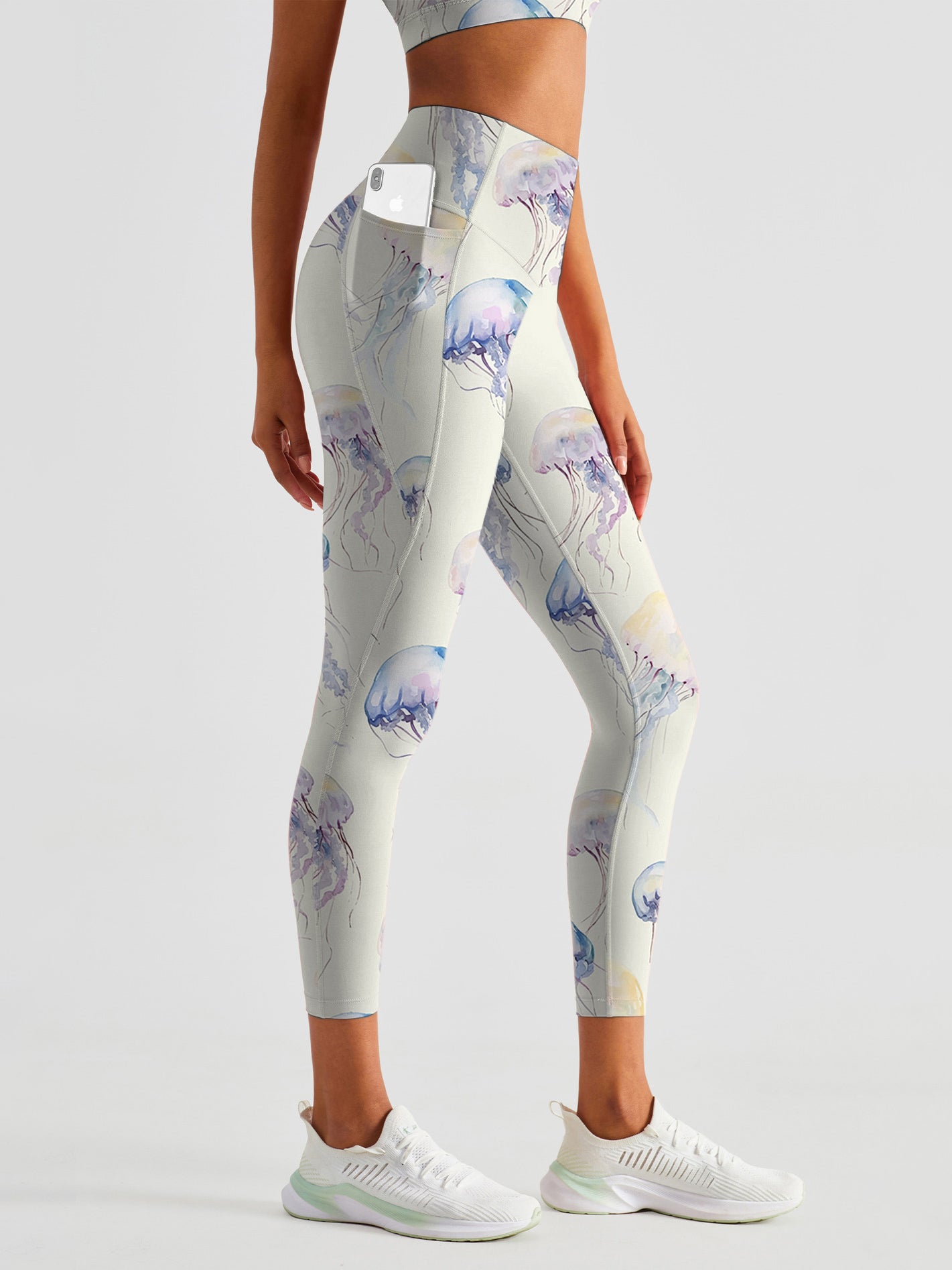 Ocean fantasy watercolor jellyfish leggings
