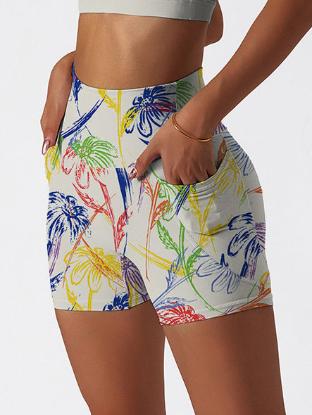 Flower abstract colorful paint chrysanthemum shorts