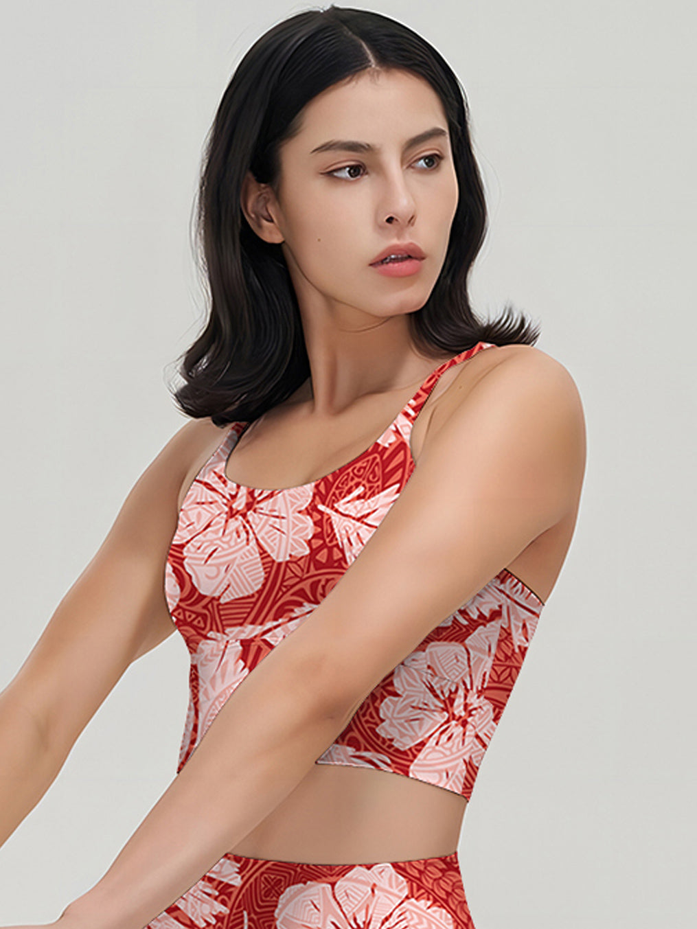 Flower hand painted hibiscus leaves tank tops