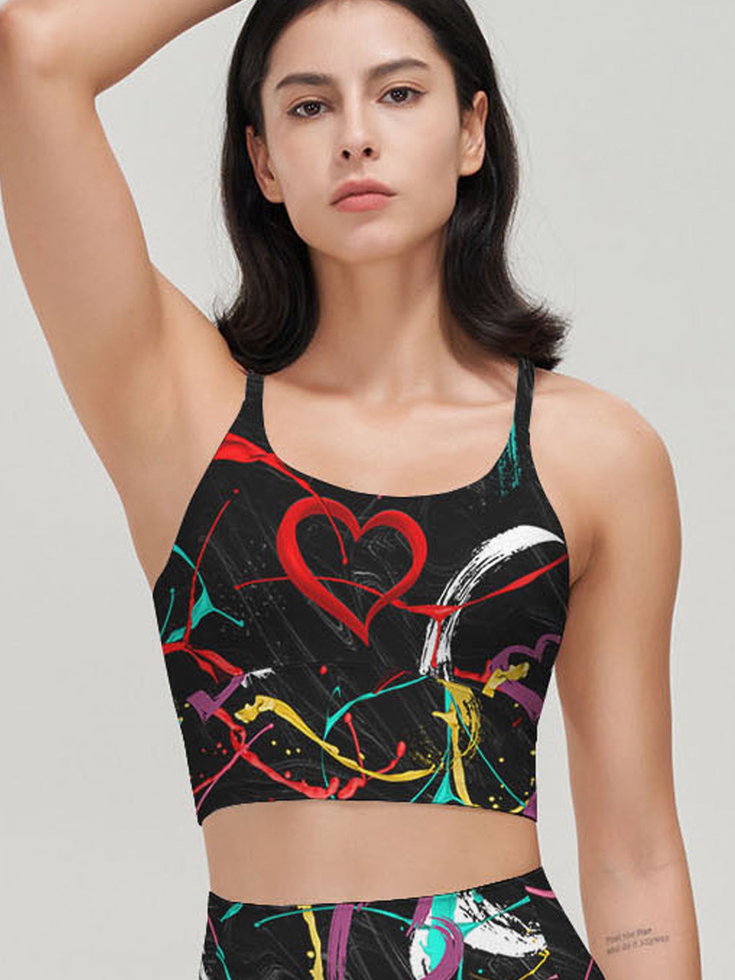 Love paint heart shape black tank tops