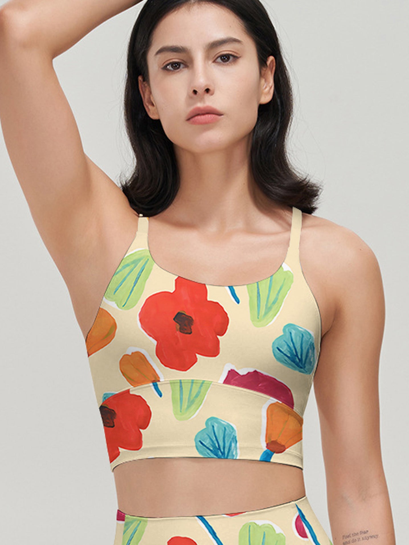 Botanic colorful hand drawn tulips orange tank tops