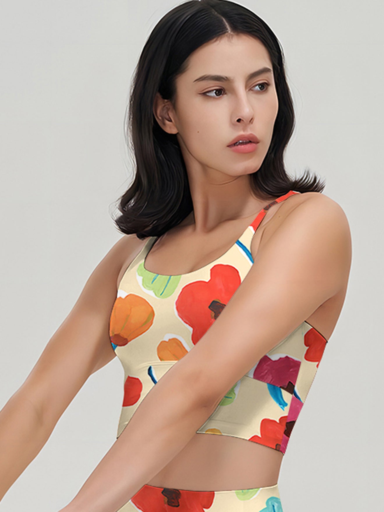 Botanic colorful hand drawn tulips orange tank tops