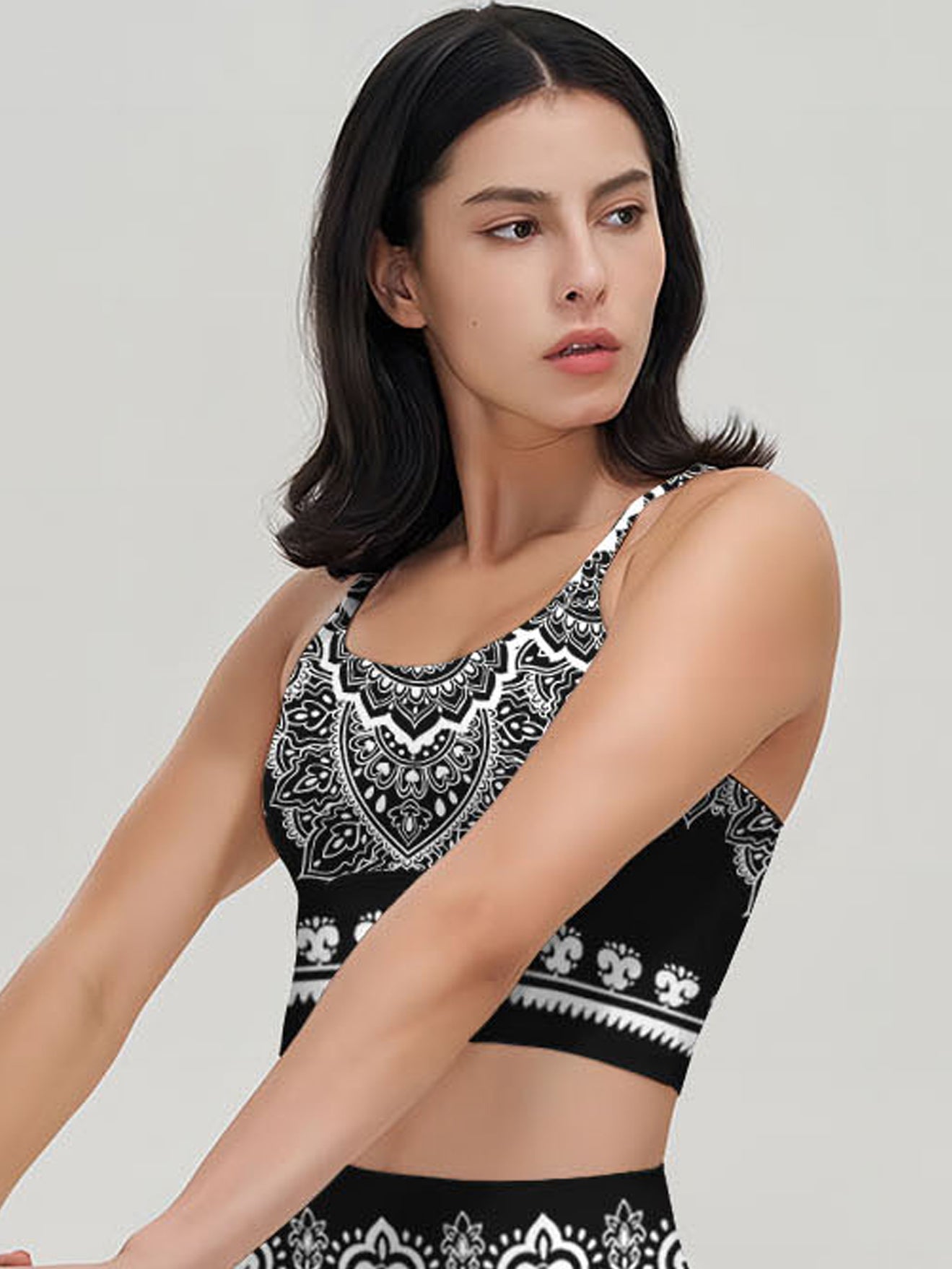 Black and white mandala lace pattern tank tops