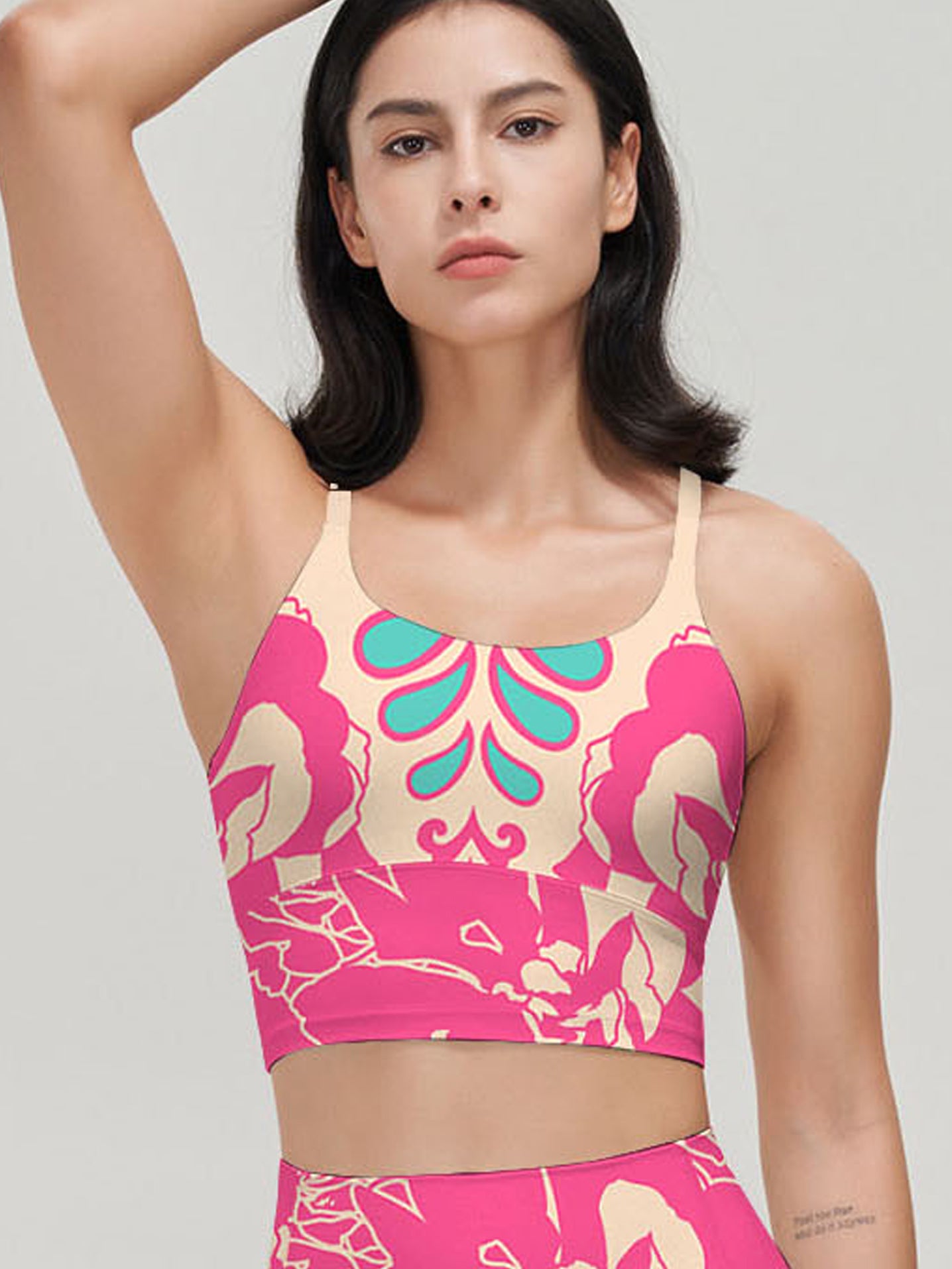 Flower pink peony lace tank tops