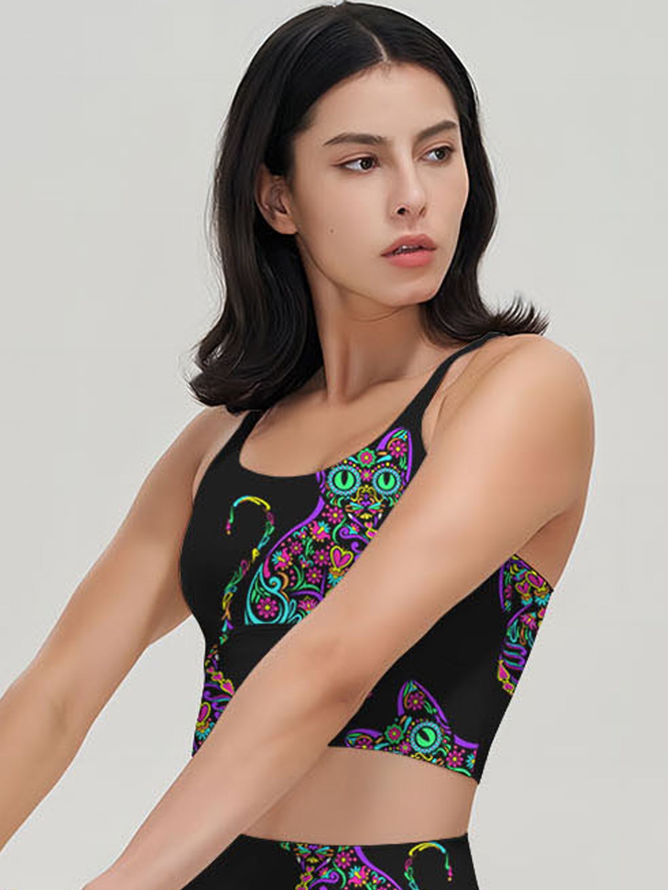 Animal colorful kitty day of the dead tank tops