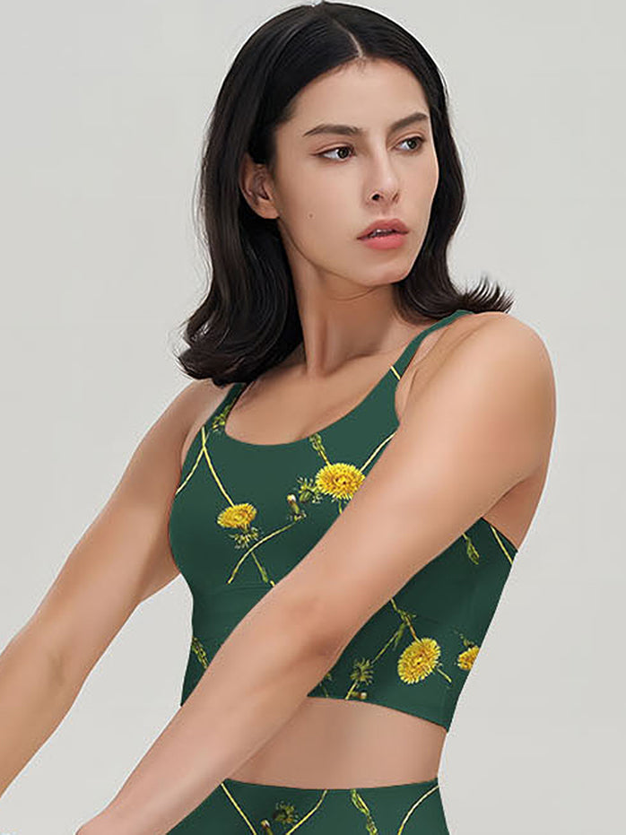 Flower yellow dandelion vines seamless tank tops
